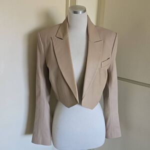 THE SEI Cropped Beige Leather Dinner Jacket, NWOT, Sz.2